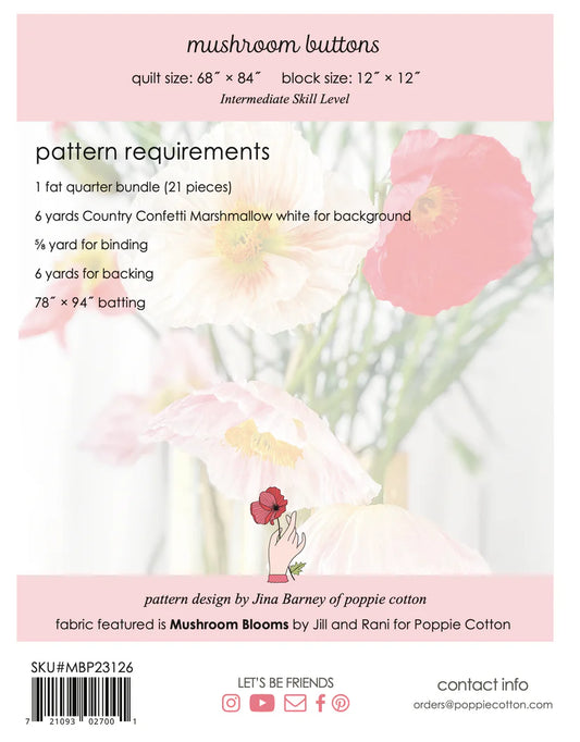 Mushroom Buttons Quilt Pattern by Poppie Cotton MBP23126