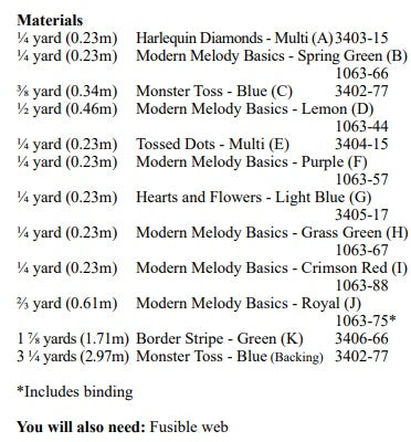 My Very Silly Monster Shapes by Tim Read : A Monster's Life Applique Quilt Kit