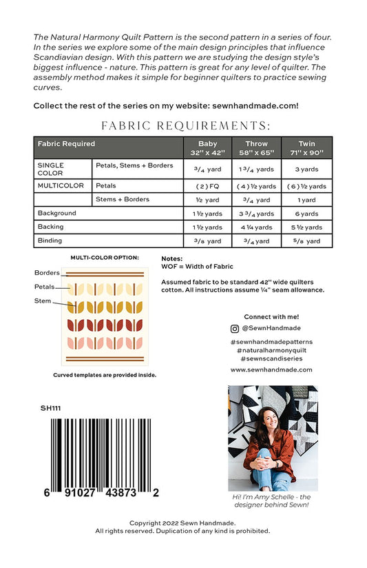 Natural Harmony Quilt Pattern # SEWN-111 - Special Order