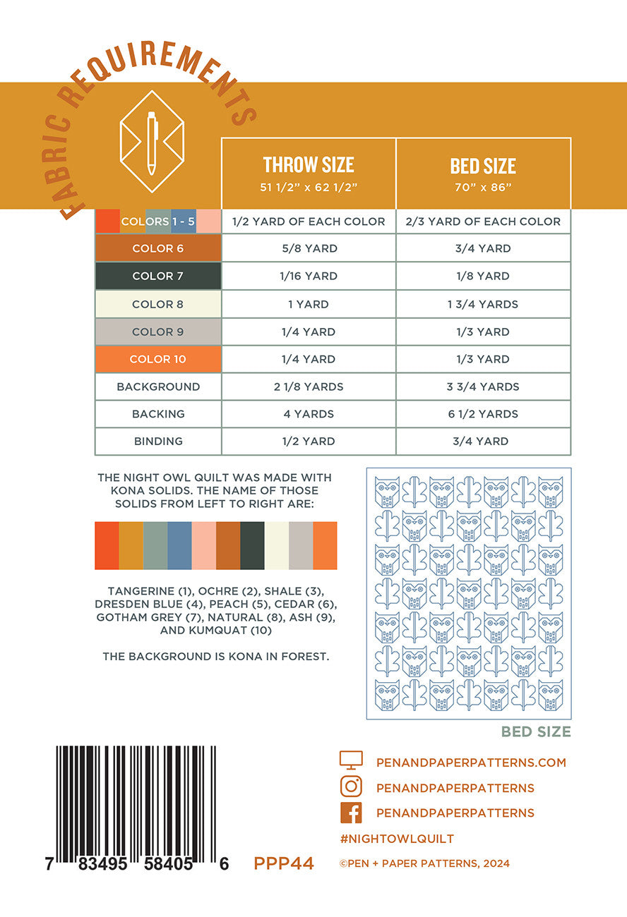 Night Owl Quilt Pattern by Pen + Paper Patterns