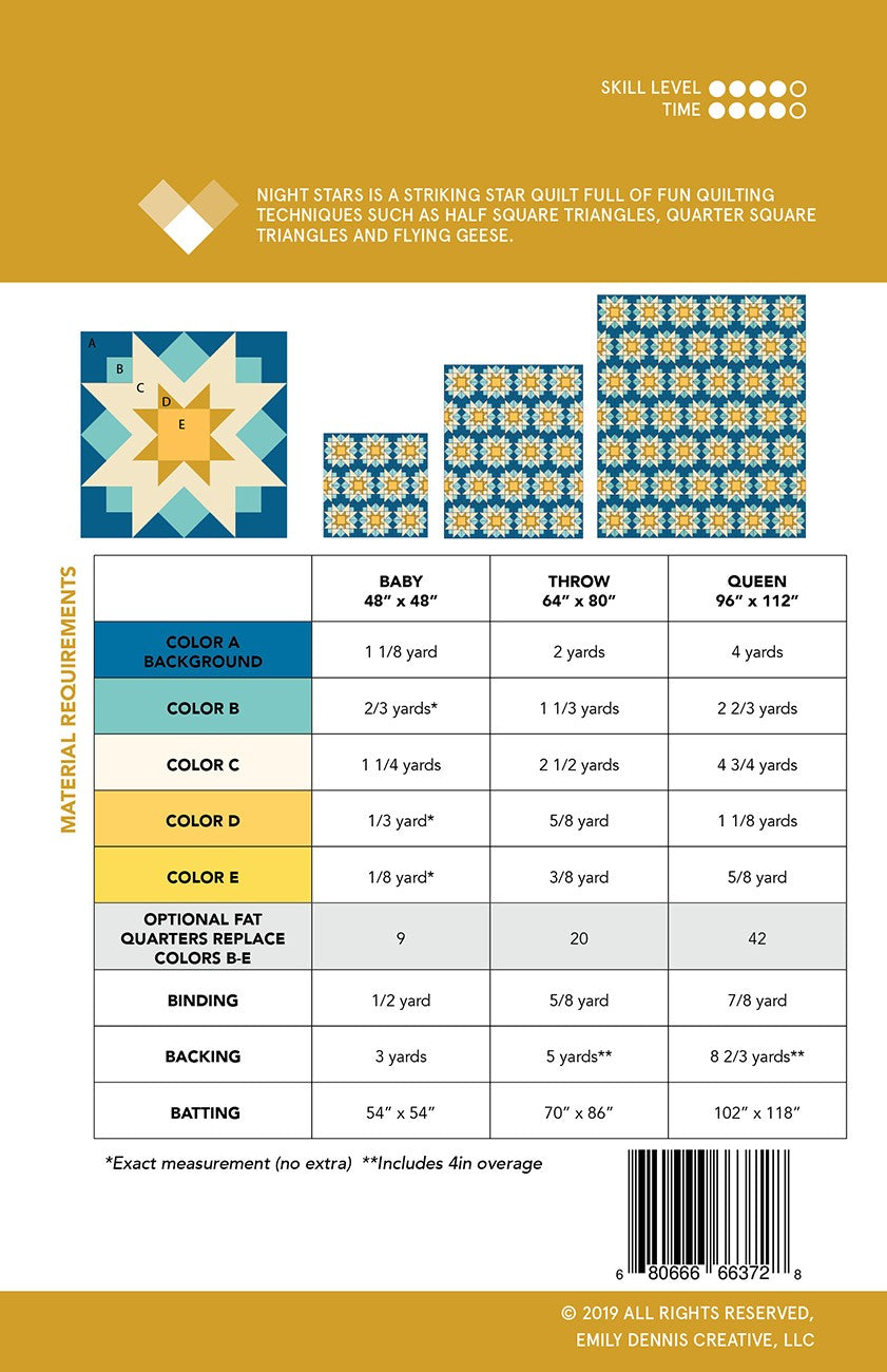 Night Stars Quilt Pattern by Quilty Love