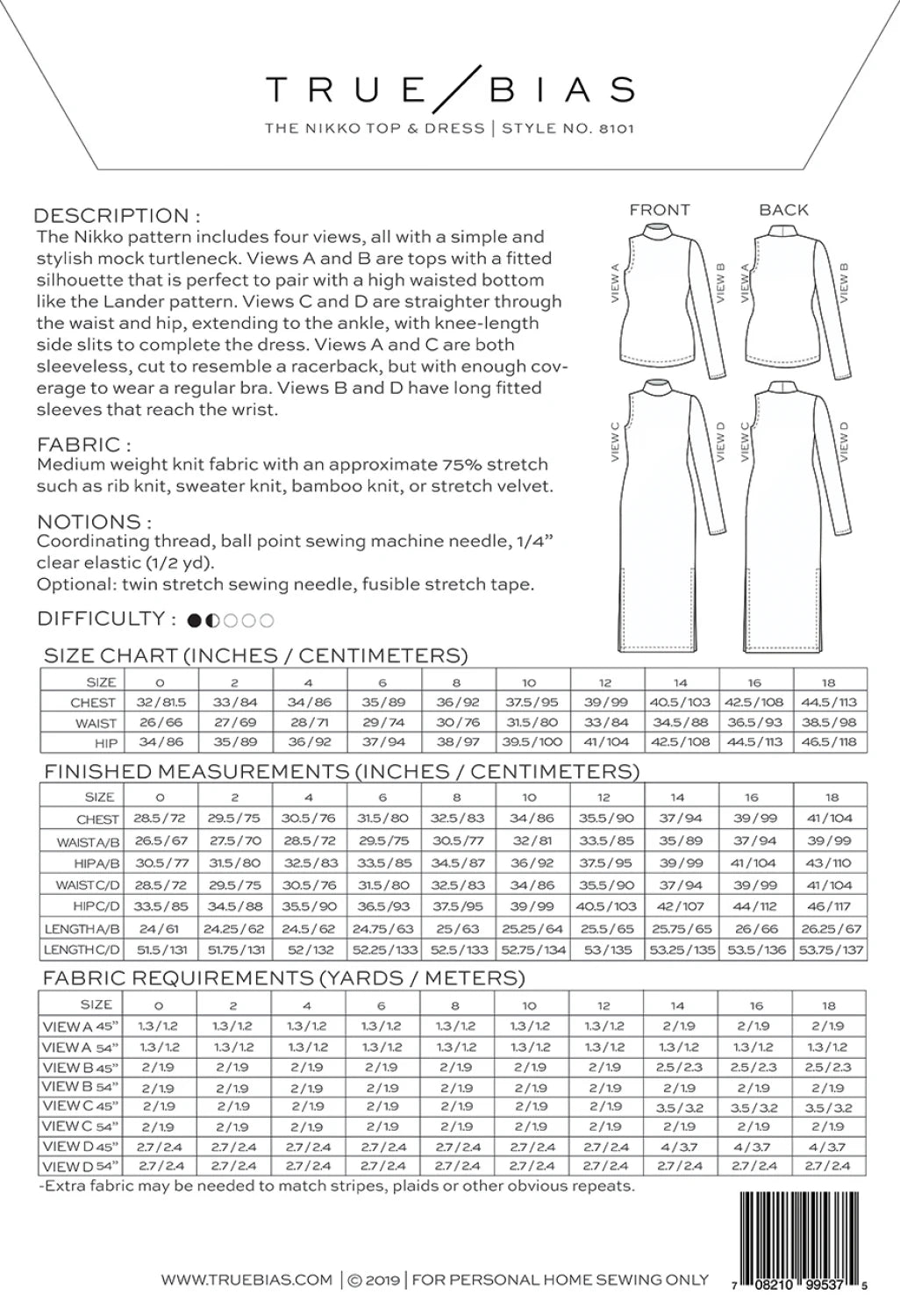 Nikko Dress Pattern by TrueBias Patterns : Size 0-18 - Special Order