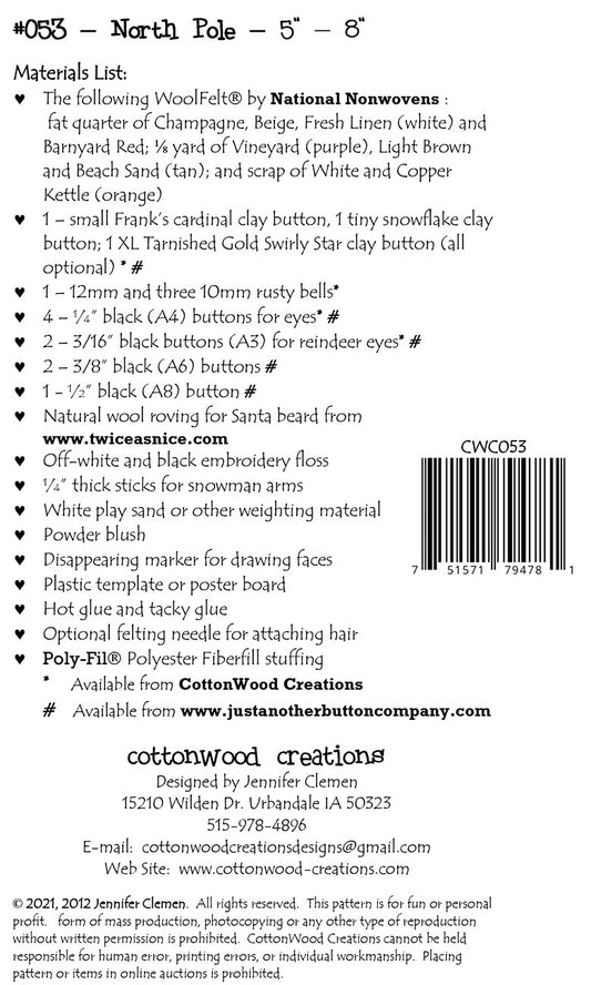 North Pole Pattern # CWC053 - Special Order