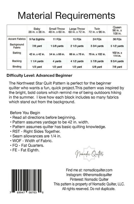 Northwest Stars Quilt by Nomadic Quilter - NQ 118