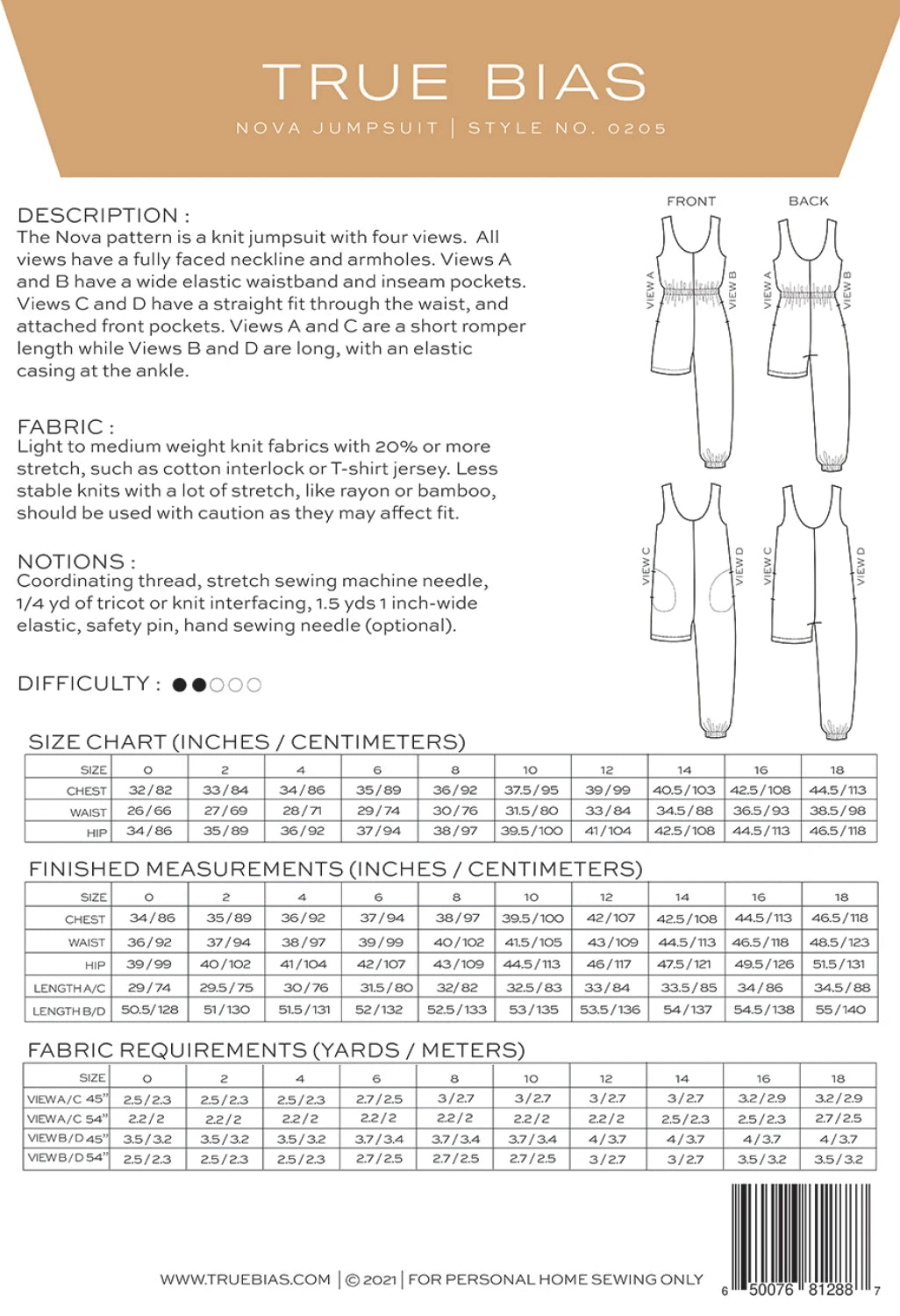 Nova Jumpsuit Pattern by TrueBias Patterns : Size 0-18 - Special Order