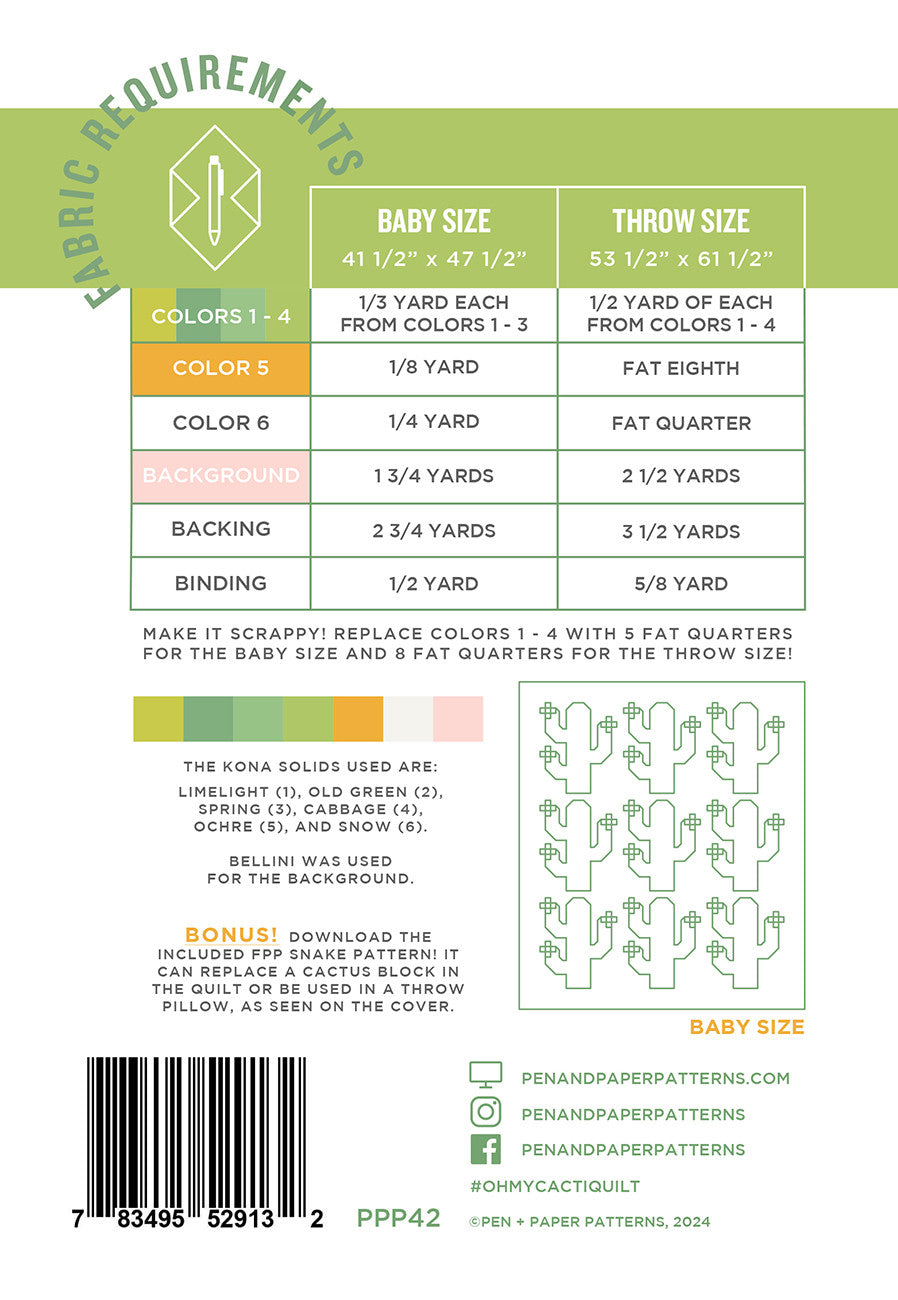 Oh My Cacti Quilt Pattern by Pen + Paper Patterns