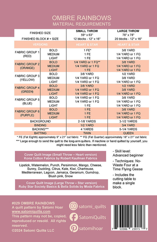 Ombre Rainbows Quilt Pattern by Satomi Quilts