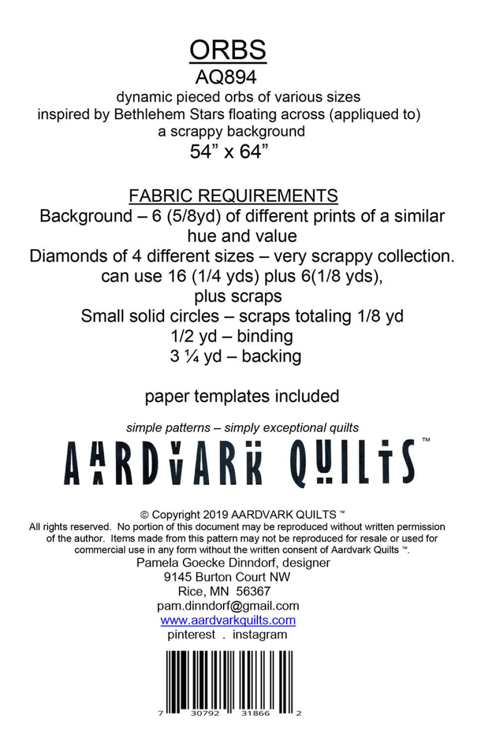 Orbs Quilt Pattern by Aardvark Quilts