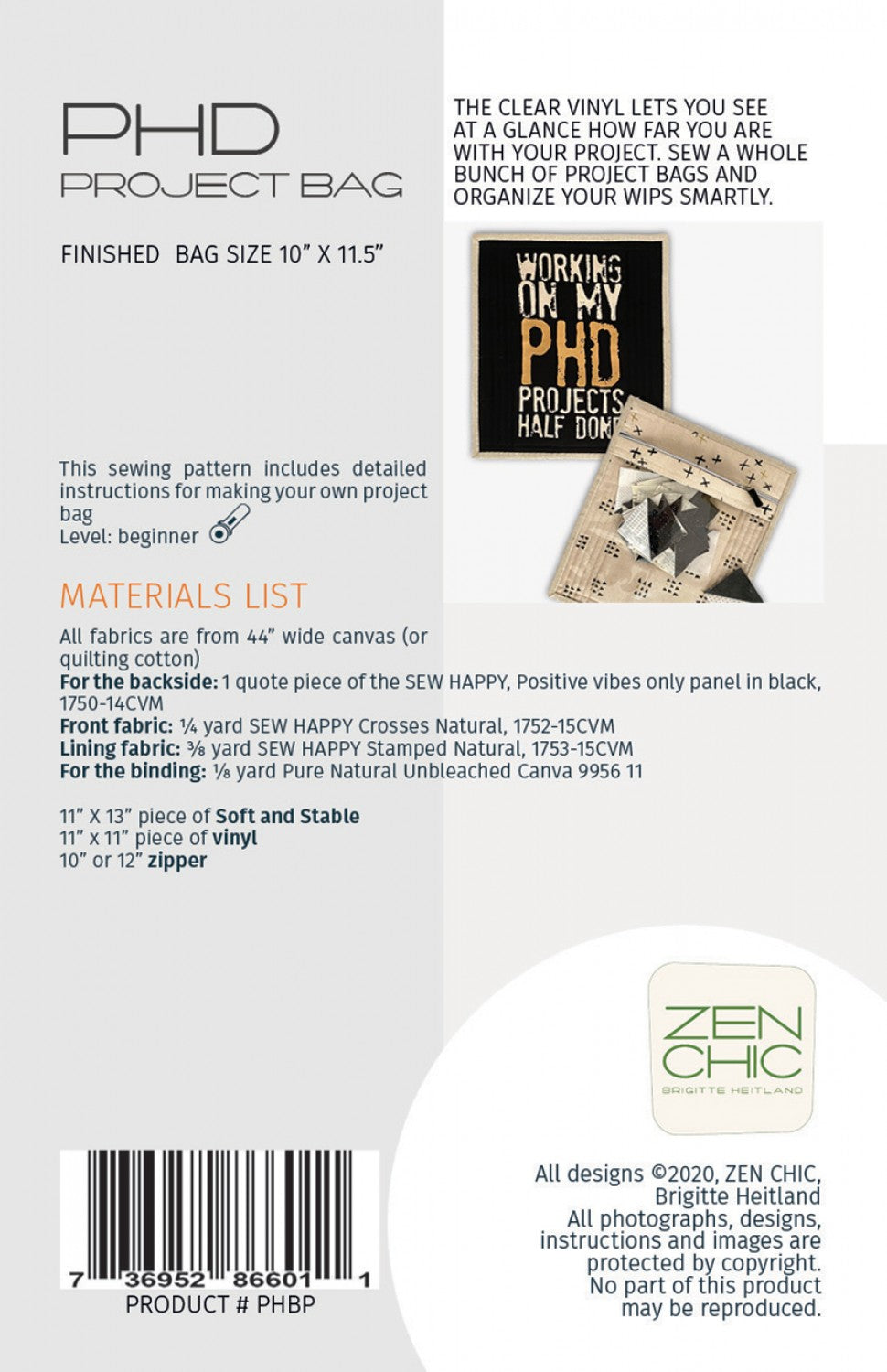 PHD Project Bag # PHBP - Special Order