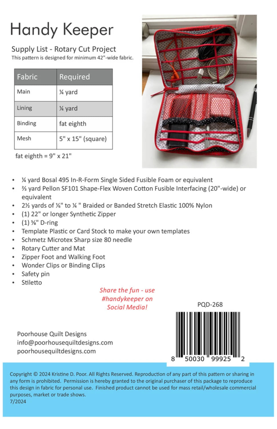 Handy Keeper Bag Pattern by Kristine Poor