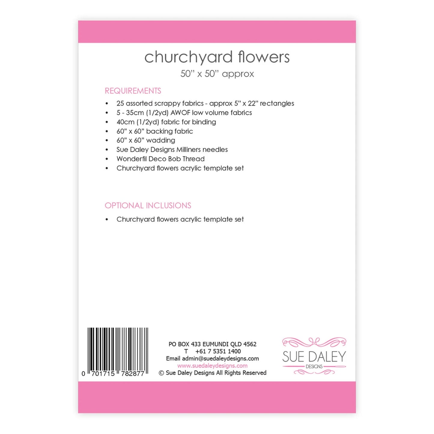 Churchyard Flowers and Templates Quilt Pattern by Sue Daley