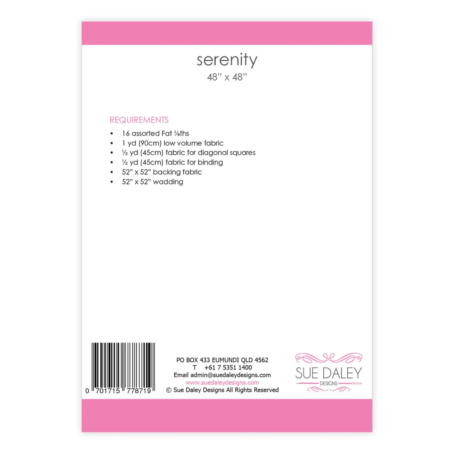 Serenity Quilt Pattern by Sue Daley