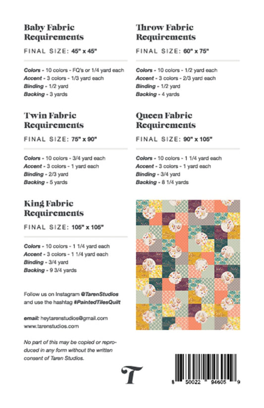 Painted Tiles Quilt Pattern by Taren Studios