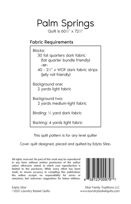 Palm Springs Quilt Pattern by Laundry Basket Quilts