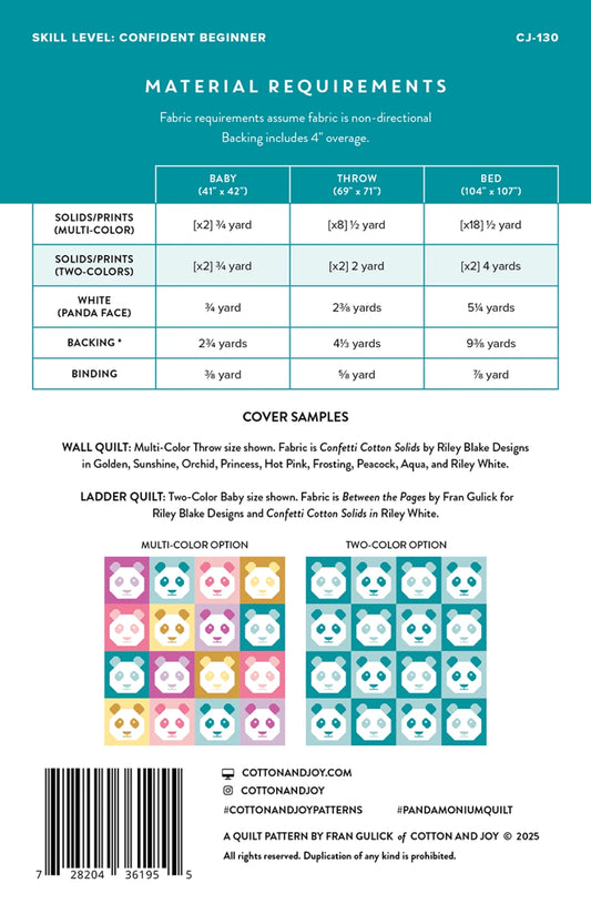 Pandamonium Quilt Pattern by Cotton and Joy