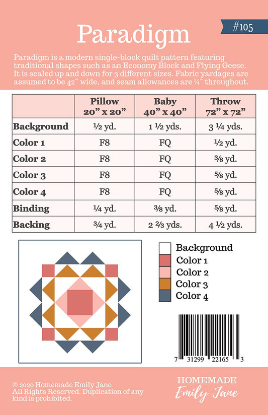 Paradigm Quilt Pattern by Homemade Emily Jane
