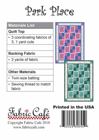 Park Place Quilt Pattern by Fabric Cafe