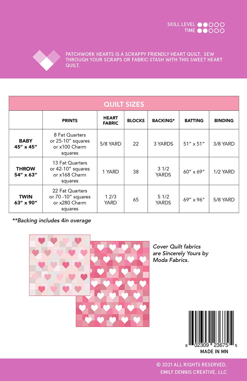 Patchwork Hearts Quilt Pattern by Quilty Love