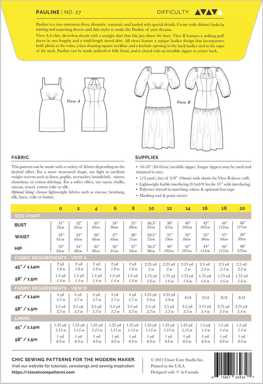 Pauline Dress Pattern by Closet Core Patterns - Special Order