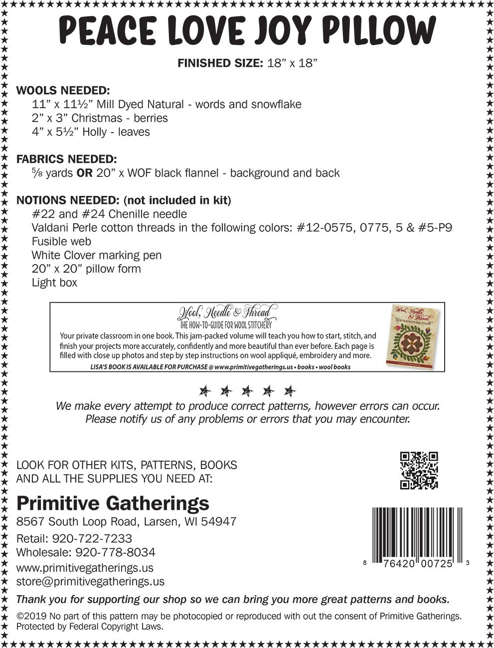 Peace, Love, Joy Pillow # PRI-725- Special Order