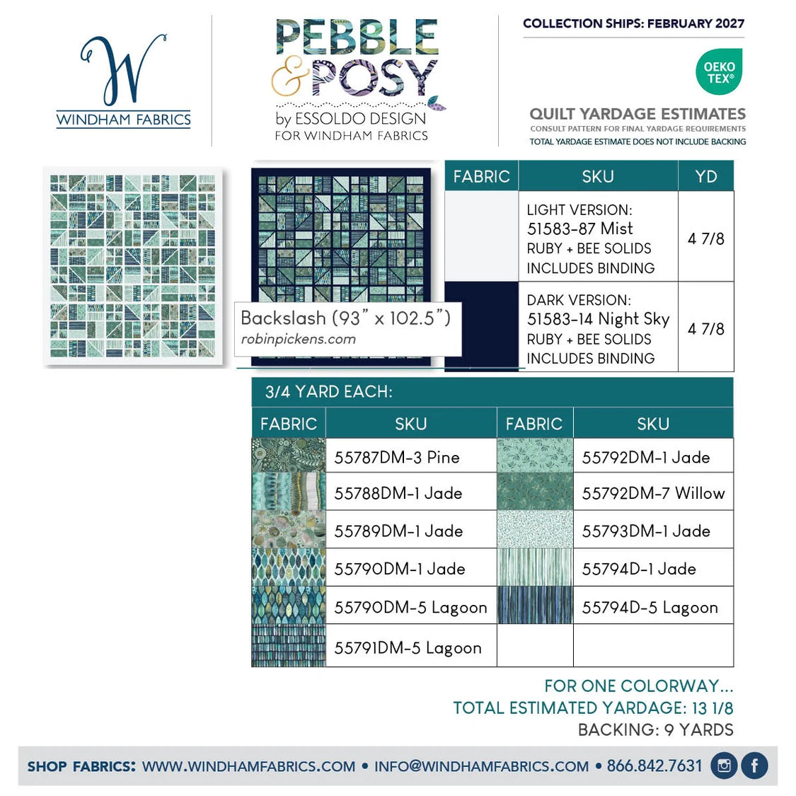 Pebble & Posy by Essoldo Design : Backslash Quilt Kit