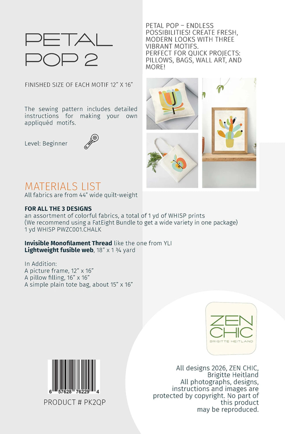 Petal Pop 2 Applique Project Pattern by Zen Chic