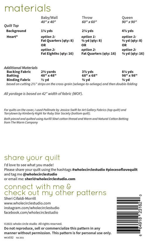 Pieces Of Love Quilt Pattern by Whole Circle Studio