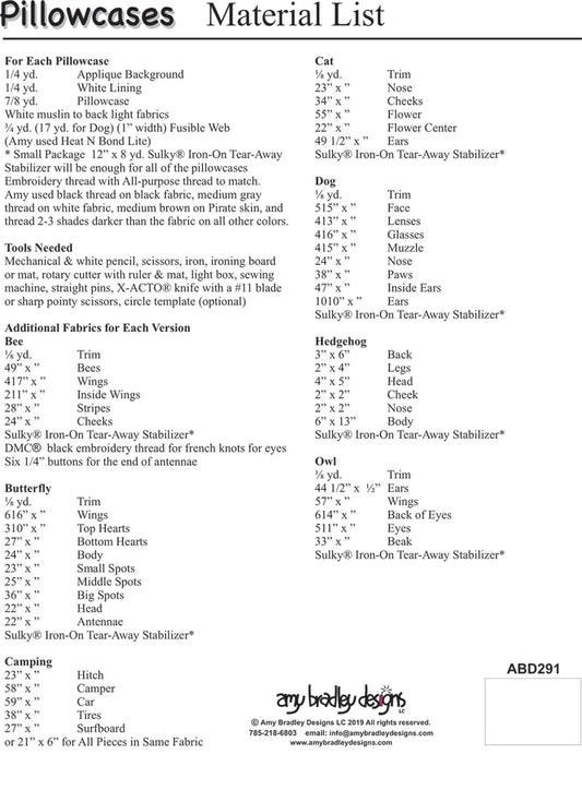 Pillowcases Appliqué Pattern by Amy Bradley