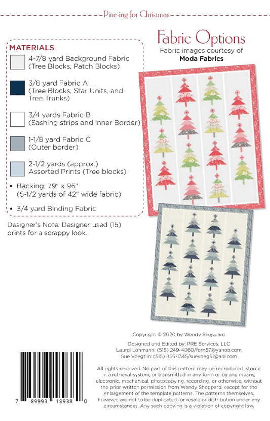 Pine-ing for Christmas Quilt Pattern by Wendy Sheppard (use to build kit with Speckled)