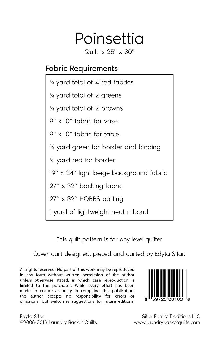 Poinsettia Mini Quilt Pattern by Laundry Basket Quilts