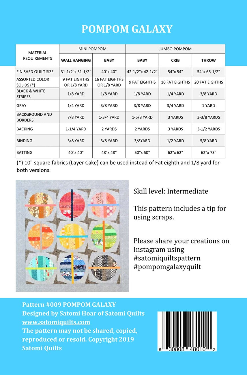 PomPom Galaxy Quilt Pattern by Satomi Quilts