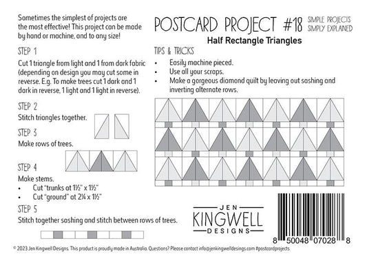 Postcard Project #18 Half Rectangle Triangles by Jen Kingwell Designs - Special Order