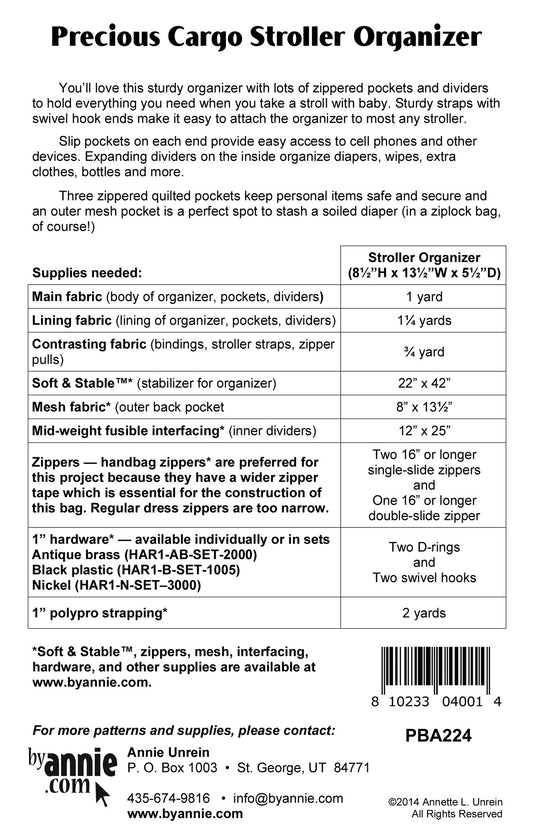 Precious Cargo Stroller Organizer # PBA224 - Special Order