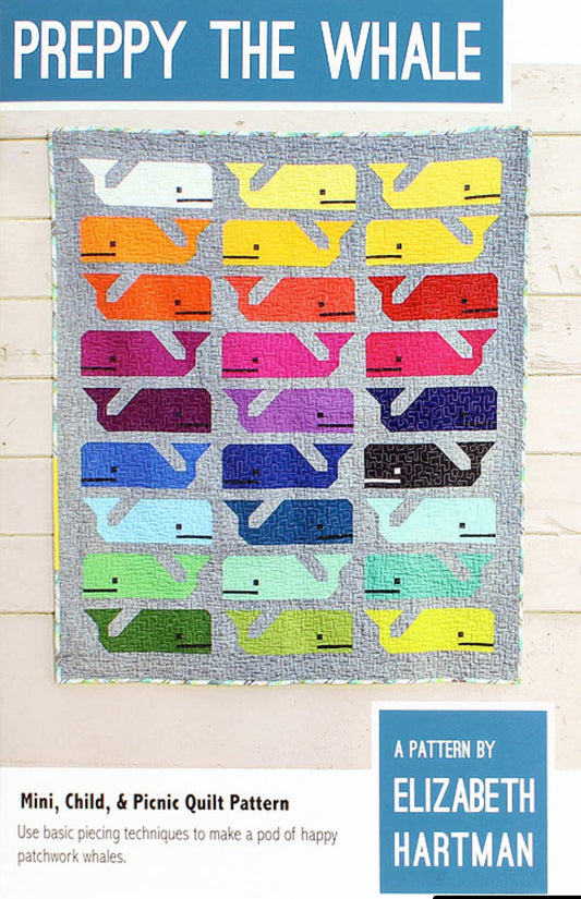 Preppy The Whale by Elizabeth Hartman featuring AGF Pure Solids - Quilt Kit - 1 Left!