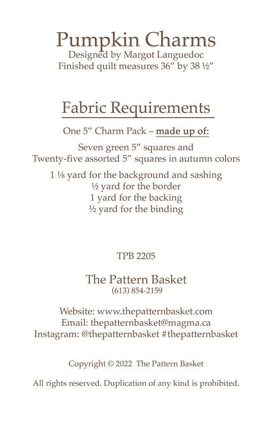 Pumpkin Charms Quilt Pattern by The Pattern Basket