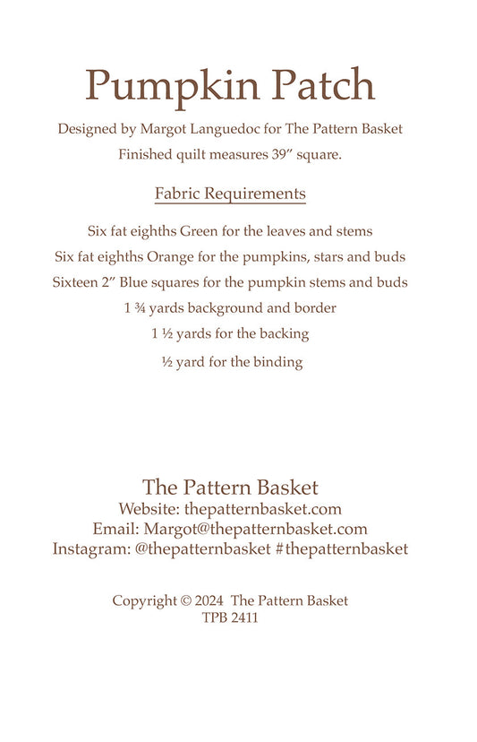 Pumpkin Patch Quilt Pattern by The Pattern Basket