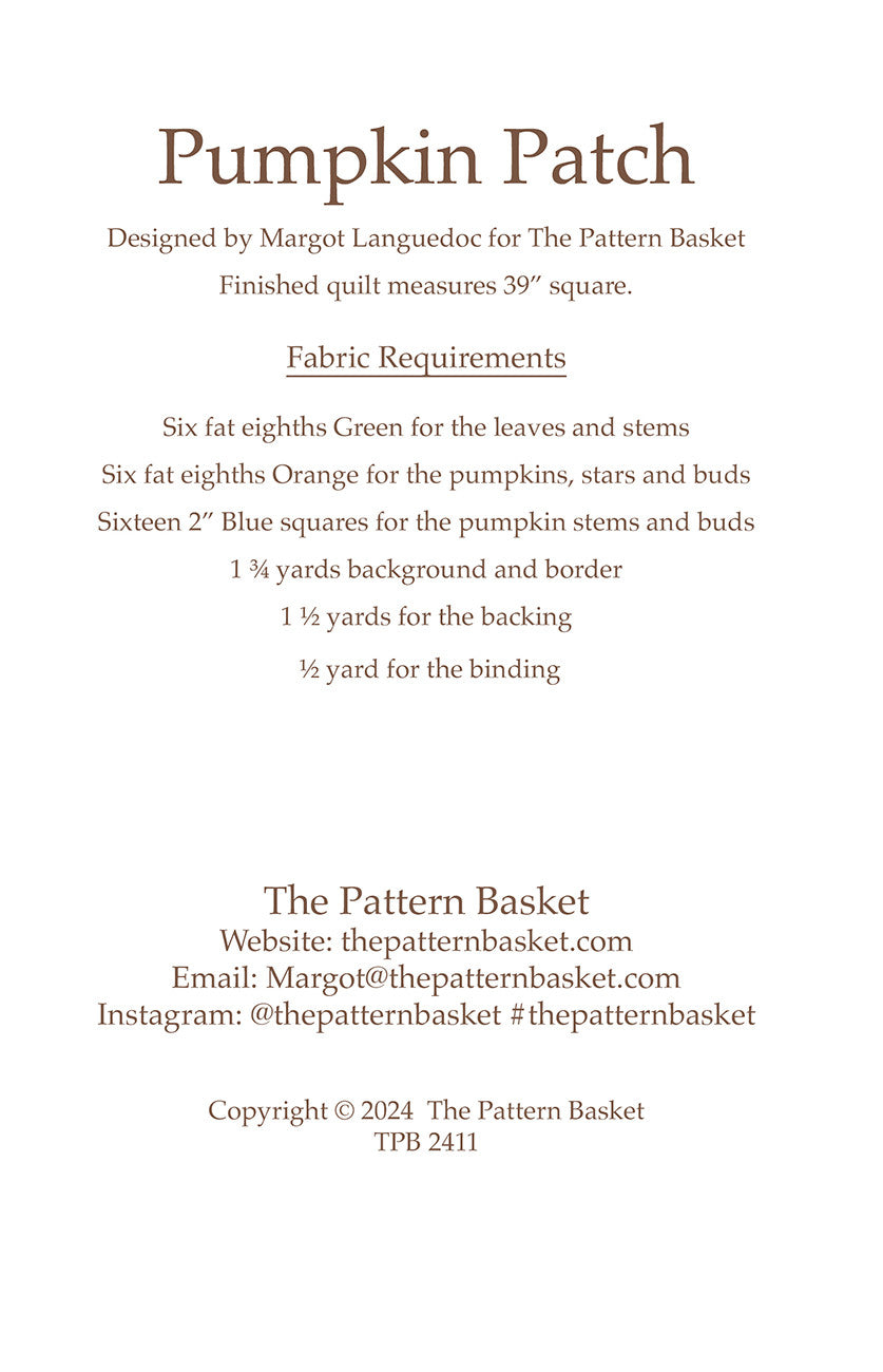 Pumpkin Patch Quilt Pattern by The Pattern Basket