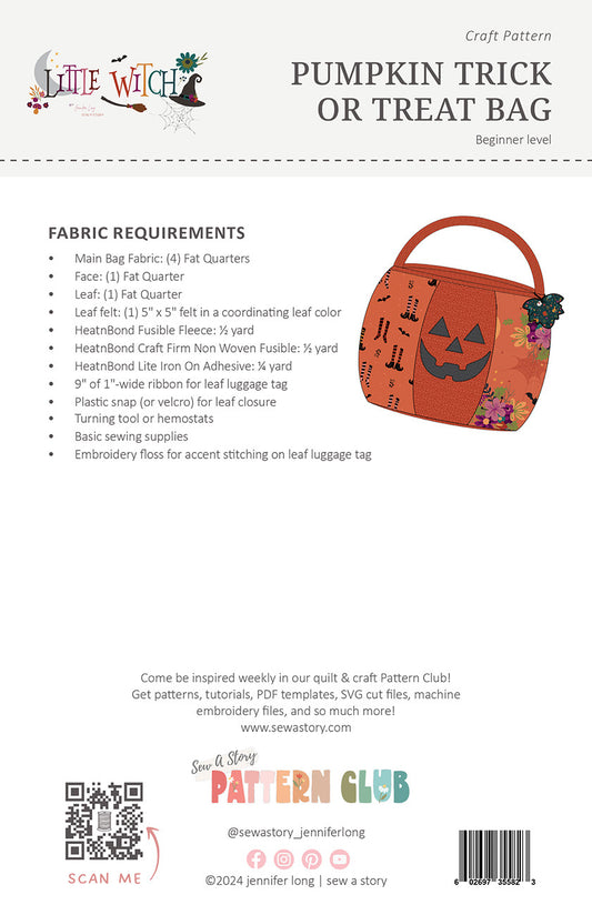 Pumpkin Trick or Treat Bag Pattern by Jennifer Long - Special Order