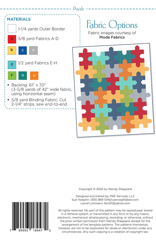 Puzzle Quilt Pattern by Wendy Sheppard