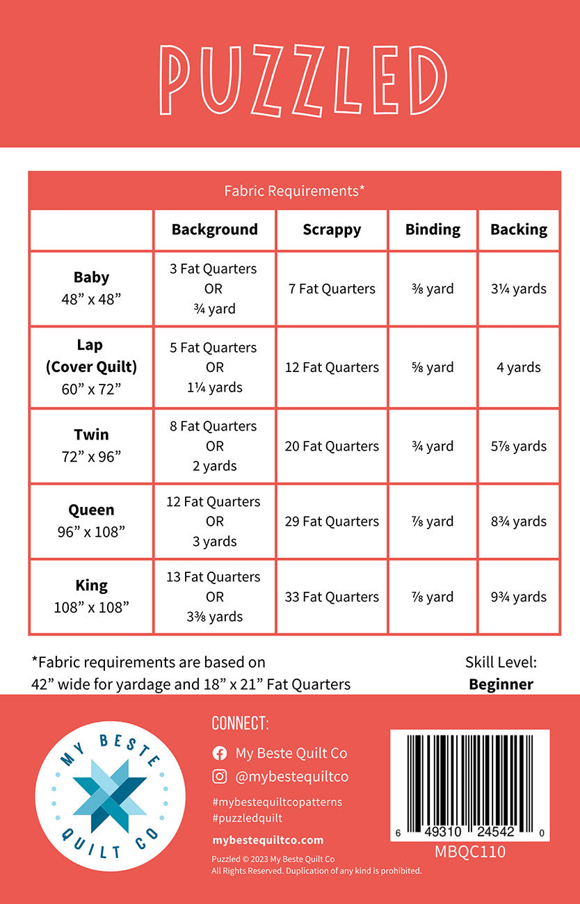 Puzzled Quilt Pattern by My Beste Quilt Co.