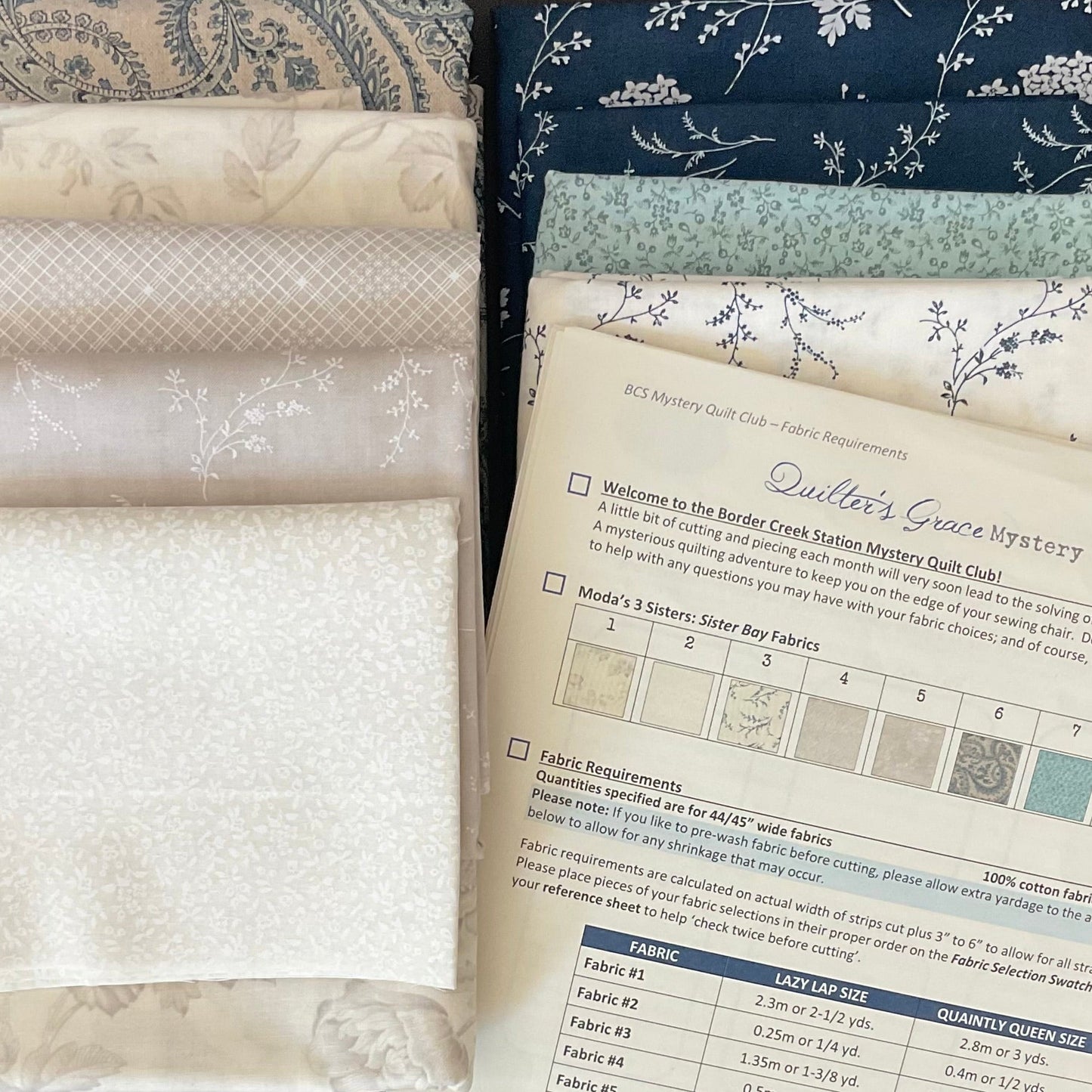 Quilter's Grace Mystery Quilt Kit featuring Sister Bay by 3 Sisters