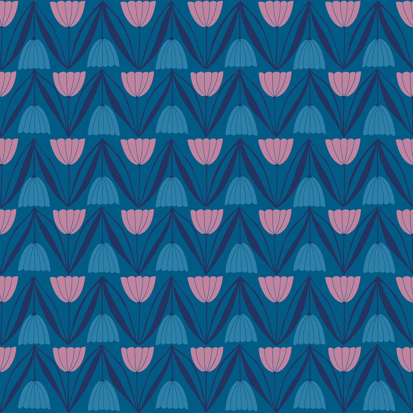 Endpaper by Jen Hewett  -  Tulips Blue Raspberry RS6043 16 (Estimated Ship Date Nov. 2024)