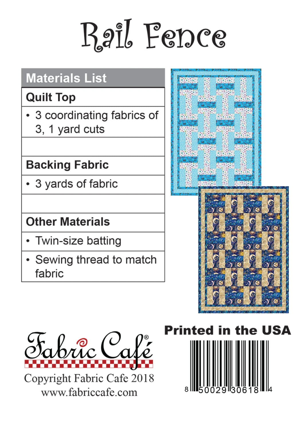 Rail Fence Quilt Pattern by Fabric Cafe