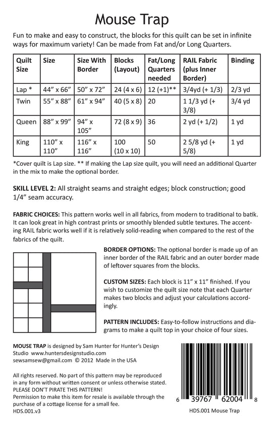 Mouse Trap Quilt Pattern by Sam Hunter from Hunter's Design Studio