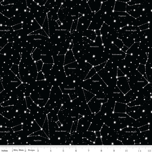 Reach For The Stars with NASA by Riley Blake Designs : Constellations Black Glow in the Dark GC18334-BLACK