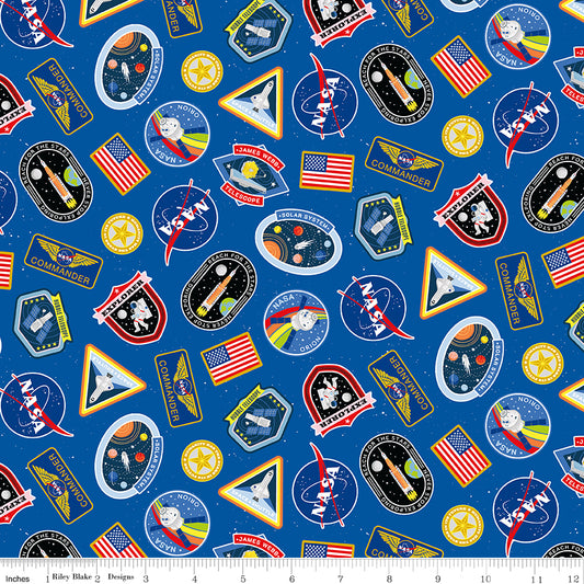Reach For The Stars with NASA by Riley Blake Designs : Patches Sapphire C18331-SAPPHIRE
