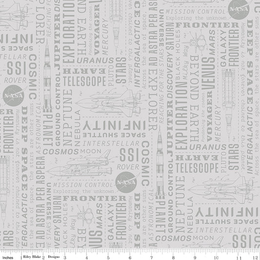 Reach For The Stars with NASA by Riley Blake Designs : Text Gray C18332-GRAY