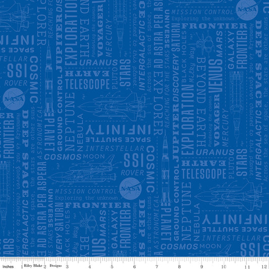 Reach For The Stars with NASA by Riley Blake Designs : Text Sapphire C18332-SAPPHIRE