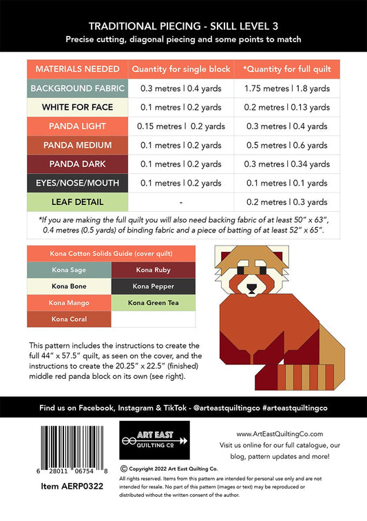Red Pandas Quilt Pattern # AEQCRP0322 - Special Order