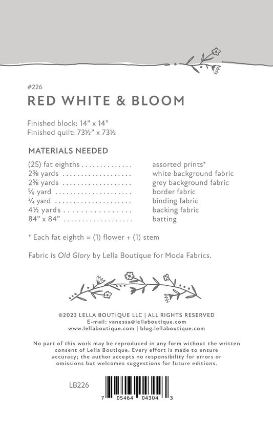 Red White & Bloom Quilt Pattern by Lella Boutique